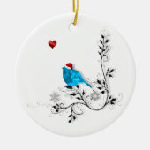 Blauwvogel en hart! keramisch ornament (Voorkant)