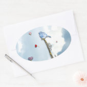 Blauwvogel en hart ovale sticker (Envelop)