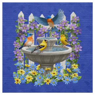 Blauwvogel Goldfinch Birdbat Garden Royal Blue Stof