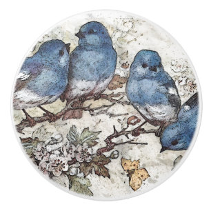 blauwvogel illustratie schattige vogelsoorten nat keramische knop