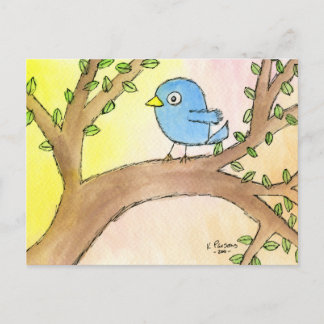 Blauwvogel in een boom briefkaart