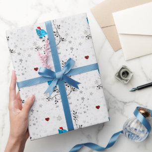 Blauwvogel in een Santa Hat Cadeaupapier