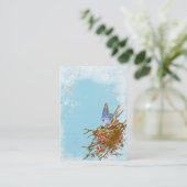 Blauwvogel in nestbusiness/profielkaart visitekaartje (Staand voorkant)