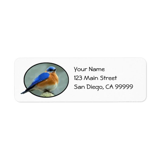 Blauwvogel in Ovaal Lijst Etiket (Voorkant)