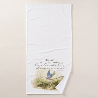 Blauwvogel op een vertakking Bluebird gedicht Vict Bad Handdoek
