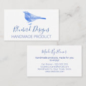 Blauwvogel op wit handgemaakt visitekaartje (Voorkant / Achterkant)