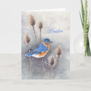 Blauwvogel tussen de Thistles Paaskaart Feestdagen Kaart