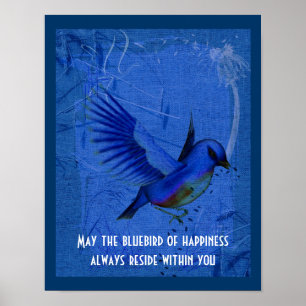Blauwvogel van geluk Inspirerend prijsopgave Poster