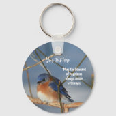 Blauwvogel van geluk Inspirerend Sleutelhanger (Voorkant)