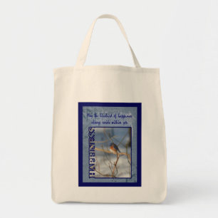 Blauwvogel van geluk Inspirerend Tote Bag
