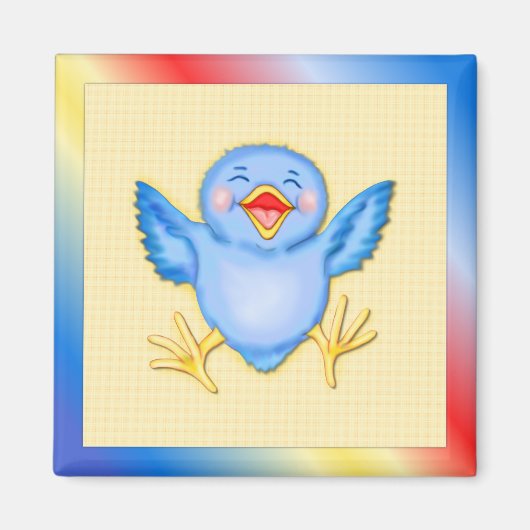 Blauwvogel van geluk magneet (Voorkant)