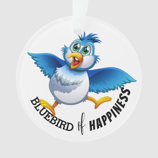 Blauwvogel van geluk ornament (voorkant)