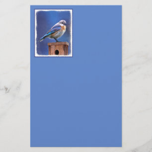 Blauwvogel (Vrouw) Schilderen - Oorspronkelijke vo Briefpapier