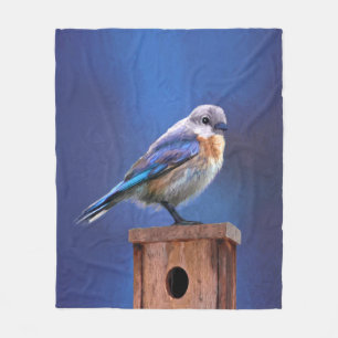 Blauwvogel (Vrouw) Schilderen - Oorspronkelijke vo Fleece Deken