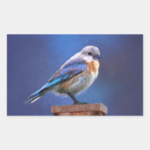 Blauwvogel (Vrouw) Schilderen - Oorspronkelijke vo Rechthoekige Sticker