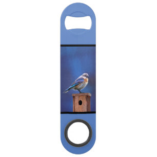 Blauwvogel (Vrouw) Schilderen - Oorspronkelijke vo Speed Flessenopener