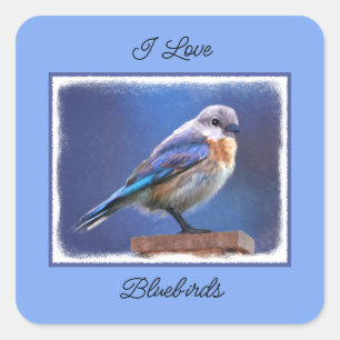 Blauwvogel (Vrouw) Schilderen - Oorspronkelijke vo Vierkante Sticker