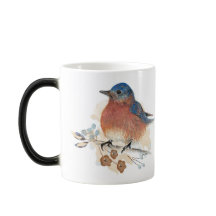 Blauwvogel Waterverf gekleurde potloodkunst