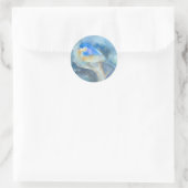Blauwvogel Waterverf kunst Ronde Sticker (Tas)