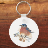 Blauwvogel Waterverf kunst Sleutelhanger (Voorkant)