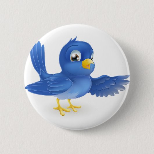 Blauwvogel wijst ronde button 5,7 cm (Voorkant)
