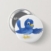 Blauwvogel wijst ronde button 5,7 cm (Voorkant /achterkant)