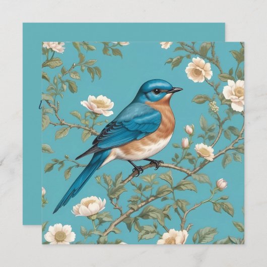 Blauwvogel William Morris geïnspireerd Turquois (Voorkant / Achterkant)