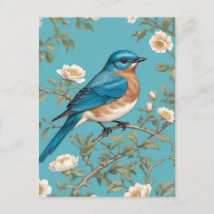 Blauwvogel William Morris geïnspireerd Turquois Briefkaart