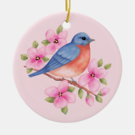 Blauwvogelkerstversiering Keramisch Ornament
