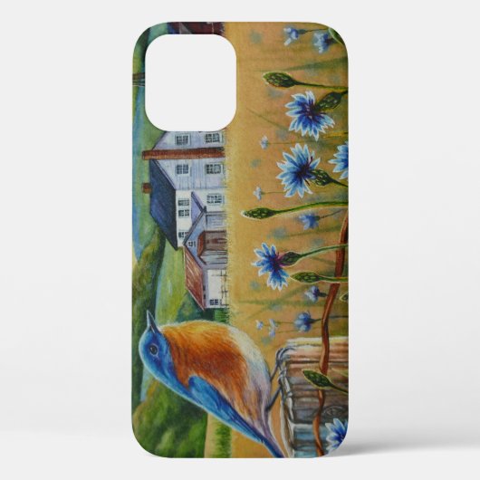 Blauwvogelkornbloemen Waterverf Boerderij Case-Mate iPhone Case (Achterkant)