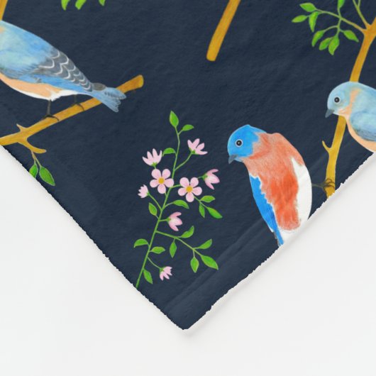 Blauwvogels Blauw Fleece Deken (Hoek)