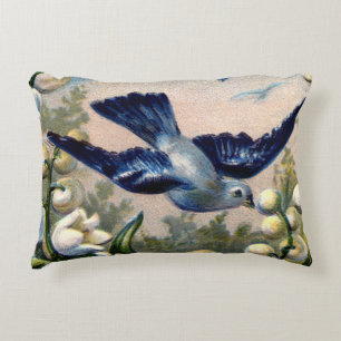 Blauwvogels Bloemen Lelie van de Vallei Vogels Accent Kussen