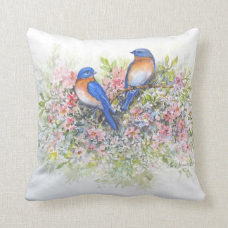 Blauwvogels en bloesems Pillow Kussen