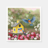 Blauwvogels en geelschool servetten (Voorkant)