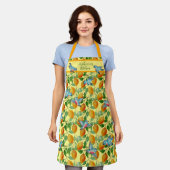 Blauwvogels en Lemons Cheerful Yellow Custom Schort (Gedragen)