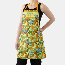 Blauwvogels en Lemons Cheerful Yellow Custom Schort