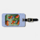 Blauwvogels en perziken Blauw Bagagelabel (Voorkant horizontaal)