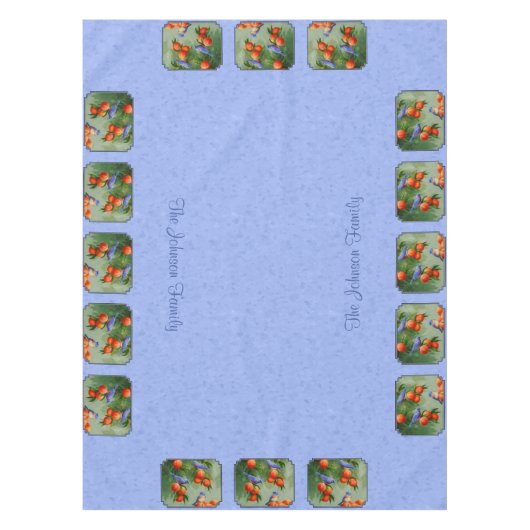 Blauwvogels en perziken Blauw Tafelkleed (Voorkant)