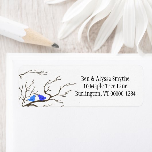 Blauwvogels en vertakkingen Aangepaste Adresetiket Etiket (Insitu)