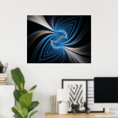 Blauwvogels Fractal Poster (Thuiskantoor)