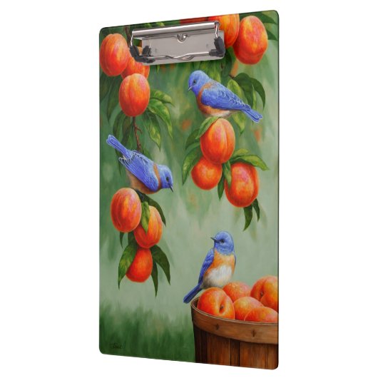 Blauwvogels in een boomgaard klembord (Links)