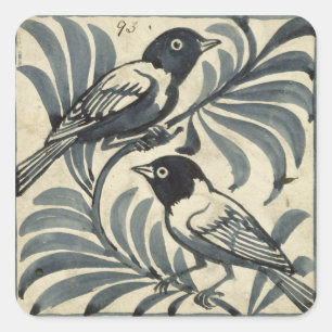 Blauwvogels (m/v op papier) vierkante sticker