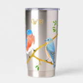 Blauwvogels monogram geïsoleerde drinkbeker (Links)