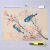  Blauwvogels op Cherry Blossom Branch Tissuepapier (Craft)