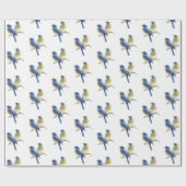 Blauwvogels op wit cadeaupapier (Vlak)