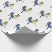 Blauwvogels op wit cadeaupapier (Hoek)