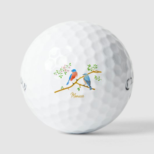 Blauwvogels Wit met Tekst Golfballen (Voorkant)