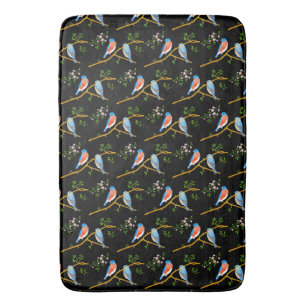 Blauwvogels zwart badmat