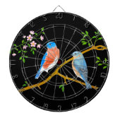 Blauwvogels zwart dartbord (Voorkant)