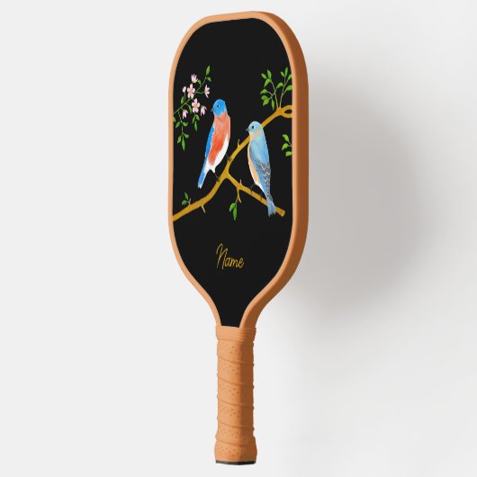 Blauwvogels zwart pickleball paddle (Links)